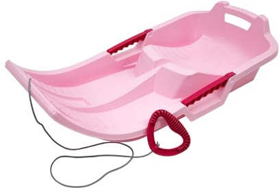 KHW Minibob | Rosa | Bob Schlitten aus Kunststoff | robust & frostbeständig | leicht & wendig | mit Brems- & Lenkfunktion | Made in Germany | TÜV-geprüft | 80×40×20 cm