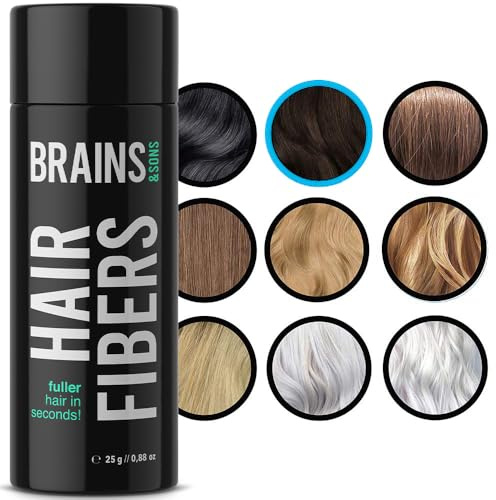 Brains & Son Streuhaar - Premium Haarverdichtung/Schütthaar mit Soforteffekt bei Geheimratsecken, Haarausfall und lichtem Haar - Haarpuder | 25g (DUNKELBRAUN)
