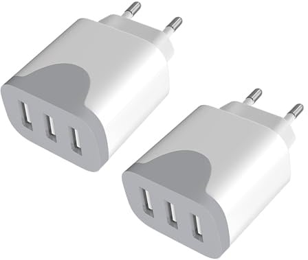 USB Ladegerät 2Pack, 3-Port Stecker 15W USBA Adapter 5V3A Mehrfach USB-Plug Steckdose,Netzstecker Netzteil Ladestecker Charger Ladeadapter für lPhone 14/13/12/11/10, Xiaomi,Tablets,Handys 1