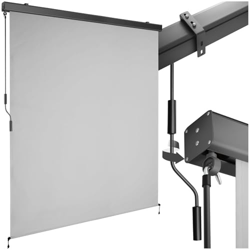 tectake® Markise, Senkrechtmarkise, Sonnenschutz Balkon Sichtschutz Terrasse, Flexible Trennwand für Pergola, Garten, Windschutz, Sonnenschutz, Balkonsichtschutz - hellgrau, 160 x 250 cm