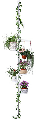 BAOYOUNI 5 Ebenen Teleskop Blumenregal Höhenverstellbarer Pflanzenständer | Innen Pflanzenregal Platzsparend Blumenständer Vertikal für Eck Balkon Wohnzimmer Flur Bad Garten, Elfenbein