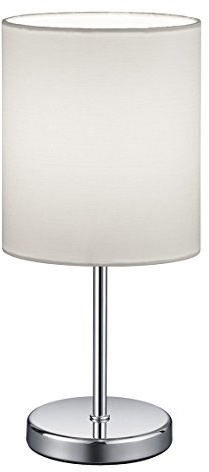 Reality Leuchten Tischleuchte Jerry R50491001, Metall Chrom, Stoffschirm weiß, exkl. 1x E14