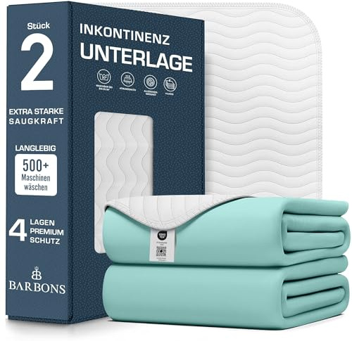 Barbons Inkontinenzunterlage waschbar Matratzenschutz 75x90 2er- wasserdichte Bett Inkontinenzauflage matratzenauflage Bettunterlage waschbar nässeschutz matratzenauflage (75x90 cm - 2er)