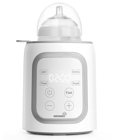 Grownsy Flaschenwärmer Baby, 10-in-1 Fläschchenwärmer für alle Flaschen mit Timer, präziser Temperaturkontrolle und automatischer Abschaltung, multifunktionaler Babyflaschen Wärmer für Muttermilch