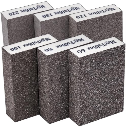 6 Stück Schleifschwämme, 6 Verschiedene Schleifschwamm Holz waschbar und wiederverwendbar, Schleifklotz Schmirgelpapier Set geeignet zum polieren von verschiedenen Materialien