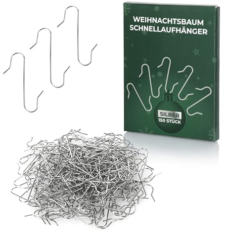Nordstern Weihnachtsbaumschmuck Schnellaufhänger 150er Pack - Praktische Doppelhaken für Baumschmuck und Christbaumkugeln zum einfachen Aufhängen - 3,3 cm
