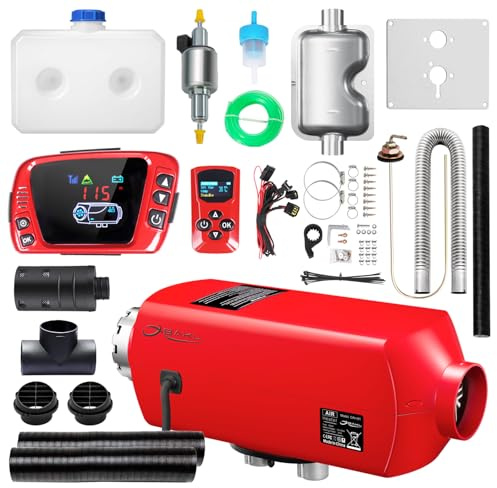 OBAKL 2-kW-Diesel-Heizgerät mit Aluminiumgehäuse, höhengeeignete 12-V-Diesel-Luftheizung, Standheizung mit LCD-Bedienfeld und Sprachansage für LKWs, Wohnmobile, Camper und Boote