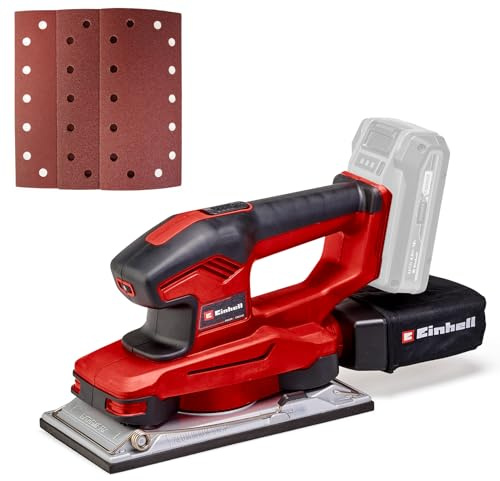 Einhell Akku-Schwingschleifer TE-OS 18/230 Li Solo (Drehzahlelektronik, Micro-Klett, Fußplatte aus Aluminium, Staubfangsack, inkl. 3x Schleifpapier, ohne Akku und Ladegerät)