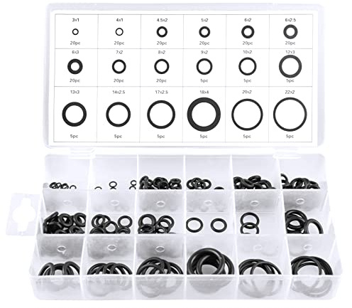 225 tlg. Set Dichtungsringe, O-Ring Sortiment, Dichtungen für Wasserhahn Sanitärwartung,18 Größen, Ø 3-22 mm