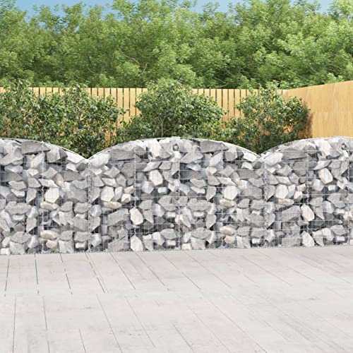 Xichuzi Gabione mit Hochbogen, Gabionenkörbe, Gabionen Hochbeet, Steinkorb, Gabionengitter, Kräuterspirale Für Garten, Drahtkorb Für Pflanzen, 200x50x100/120 cm Verzinktes Eisen