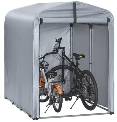 SoBuy Fahrradgarage wetterfest Geräteschuppen Fahrradgarage für 1-2 Fahrräder Carport Zelt mit UV-Schutz Fahrradschuppen für Regenschutz Terrasse Motorrad Garage Gartenhaus 120x163x176cm KLS11-K