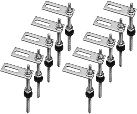 10 Stockschrauben mit Adapterplatten m10 x 200mm aus Edelstahl - Für PV Anlage - Zur Befestigung von Solarpanelen