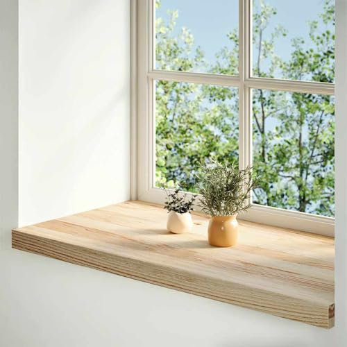 Gecheer Fensterbänke, Massivholz Eiche 80x40x2 cm, unbehandelt, für Fensterdekoration und Präsentation