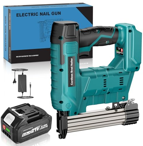 Yofuly Akku Tacker Nagelpistole Kompatibel mit Makita 18V Akku, 2 in 1 Elektrotacker Nagler mit 1x 4000mAh Batterie, 18 Gauge Tacker Elektrisch Geeignet für 18GA Nägel und Klammern (Ohne Nägel)