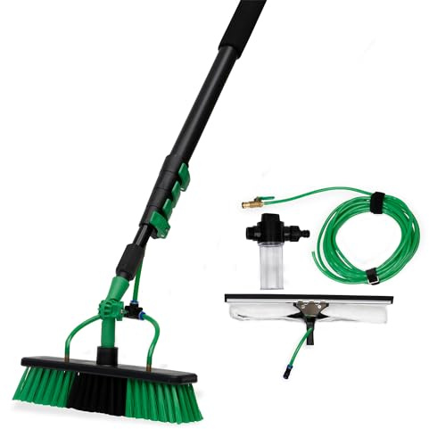 Hammersmith AquaClean Deluxe - Das Original aus dem TV - Besen mit Wasseranschluss - Waschbürste inkl. 3,6m Teleskopstiel - Wasserbesen - Fenster & Photovoltaik Reiniger