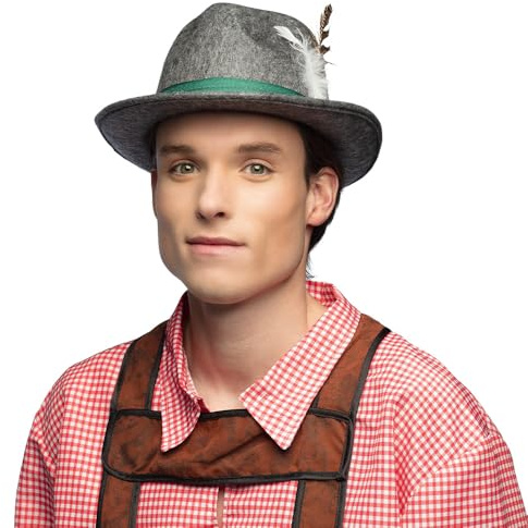 Boland - Tiroler Hut, Kopfbedeckung für Erwachsene, Filzhut für Bierfest oder Bayer Kostüm, Festival, Karneval oder Mottoparty, Grau