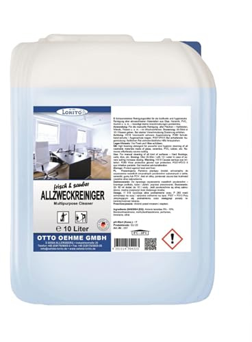 Lorito frisch & sauber Allzweckreiniger, 10 Liter Konzentrat, intensiver und schaumstarker Allesreiniger für Reinigung aller Flächen, Hartböden, Wände und Fliesen