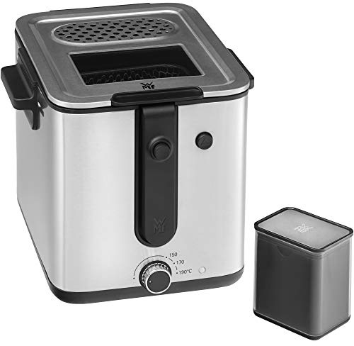 WMF Küchenminis Mini Friteuse mit Fett/Öl, mini Fritteuse mit Kartoffelschneider, 1000 W, herausnehmbarer Ölbehälter, für knusprige Pommes, edelstahl matt