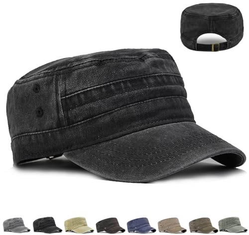CWENDANER Klassische Premium Army Cap Military Style Cap, Vintage Washed Modische Militärmütze, Unisex Army Cap, Einfarbig, Einheitsgröße Baseball Cap