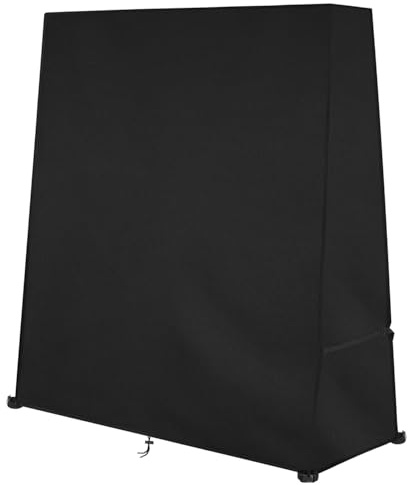 Dokon Abdeckung für Tischtennisplatte Outdoor, Hülle Tischtennis klappbar | 420D Oxford, Wasserdicht PU-beschichtet, Winddicht mit Verstellbaren Gurten & Kordelzug, UV-Schutz, 165x70x185cm, Schwarz