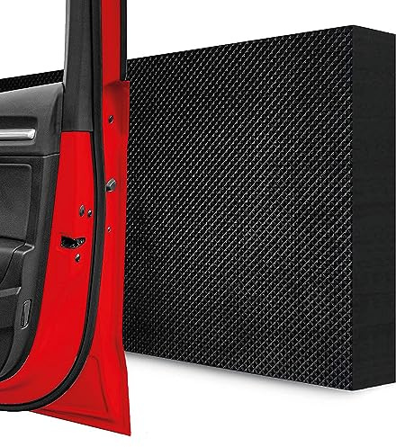 STRACKS® 4X Garagen Wandschutz je 40 x 20 x 3cm Extra Dicker Türschutz – Für Ihr Auto und die Garagenwand – Selbstklebender Türkantenschutz – 4er Set Karomuster, schwarz