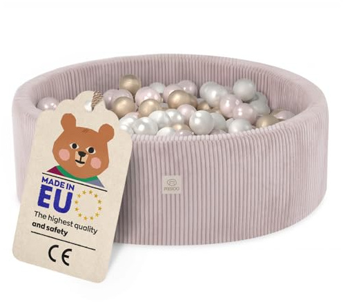 MISIOO Bällebad mit Schaumstoff-Füllung - 90x30cm - 200 Bälle - Hochwertige Bällebad Bälle für Kinder - Weiches und Sicheres Spielzeug - Waschbar