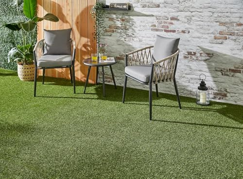 andiamo Kunstrasen Jever – wetterfester Rasenteppich für Balkon, Terrasse & Garten, natürlich grün, 22 mm Gesamthöhe, mit Drainagelöchern & UV-Schutz, leicht zu verlegen, 200 x 400 cm