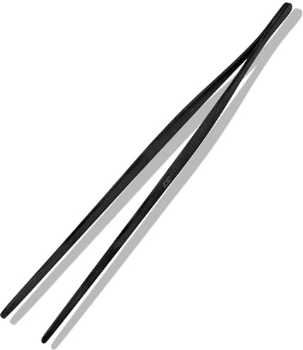 HENSSLERS® Kochpinzette Edelstahl [MIT SCHWARZER TITANBESCHICHTUNG] - Pinzette Küche - Grillpinzette aus robustem Edelstahl - Küchenpinzette - Fleischpinzette - Kochzange mit einer Länge von 30 cm
