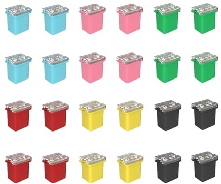 HAXIHA 24 Stück Jcase Blocksicherung Profile Auto Sicherung 20A/ 30A/40A/50A/60A/80A,Auto Micro Sicherungen,für Pickup Trucks Autos and SUVS,Niedrig
