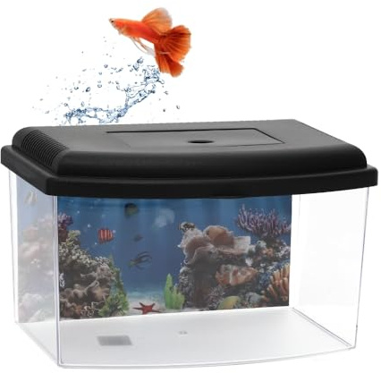 GarPet Mini Aquarium Terrarium Faunarium Zucht Becken klein Fisch Triops Garnelen Acryl Kunststoff Plastik mit Deckel Rückwandfolie