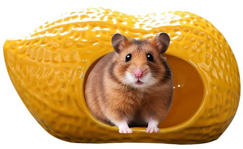Esshogo Haustier Keramik Nest, Haustier Schlafnest Keramik, Kleintierversteck Hamster Haus Hamster, Nest Kleintiere Höhle Käfig für Igel Ratte Chinchilla Meerschweinchen Kleine Haustiere (Erdnüsse)