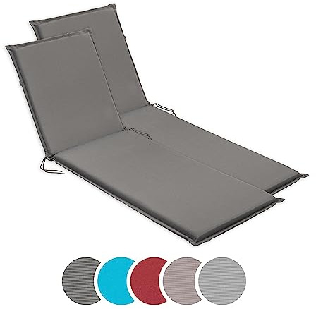 sleepling 2er Set Auflage Gartenliege, Polster, 190x58cm, Anthrazit Grau | Bequeme Liegenauflage, Sonnenliege Unterlage mit zwei Befestigungsbänder, Made in EU, OEKO-TEX, Waschbar bis 30 Grad