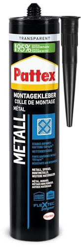 Pattex Montage Metall, starker Montagekleber für Metall, Buntmetall und Spiegel, Baukleber für alle Materialien*, elastischer Metallkleber für innen und außen**, 1x325g