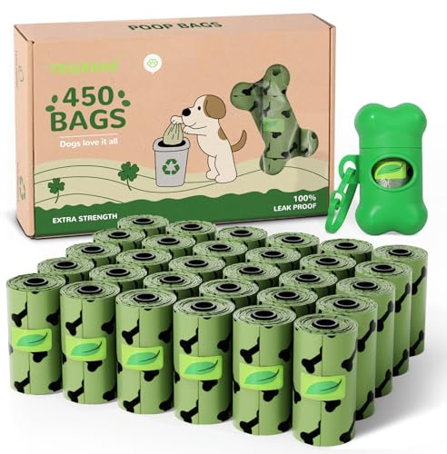 Kotbeutel Für Hunde, 450 Hundekotbeutel - 30 Rollen (15 Beutel pro Rolle), Extra Dicke, Hundekotbeutel Biologisch Abbaubar, Auslaufsicheren Hundebeuteln Mit Spender Für Spaziergänge Im Freien