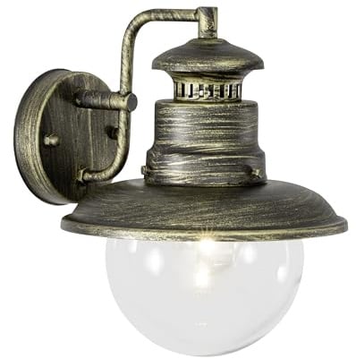 BRILLIANT Lampe Artu Außenwandleuchte hängend schwarz gold | 1x A60, E27, 60W, geeignet für Normallampen (nicht enthalten) | IP-Schutzart: 44 - spritzwassergeschützt