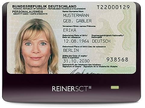 Reiner SCT cyberJack RFID Basis Chipkartenleser für eID & Ausweis | Kontaktloser RFID-Chipkartenleser für Personalausweis und eID. USB-Anschluss für sichere Identifikation und Anwendungen.