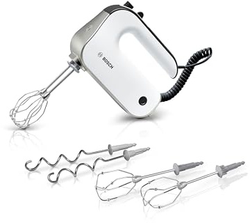 Bosch Handrührer Styline MFQ4835DE, 2x2 Rührbesen, 2 Edelstahl-Knethaken, spülmaschinengeeignet, 575 W, weiß