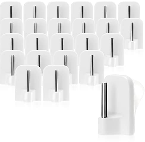 com-four® 24x selbstklebende Gardinenhaken für Gardinenstangen | Vitragestangen Zubehör Sets - Klebehaken für Fenster - Fensterhaken - weiß