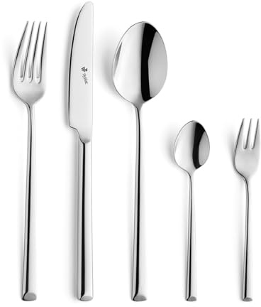 Paul Wirths VIVENDI Besteck-Set 68-tlg., 12 Personen, 18/10 Edelstahl | Spülmaschinenfest und rostfrei, mit PVD-Farbveredelung, praktischem Etui und Servier-Zubehör inklusive