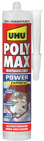 UHU POLY MAX POWER Montagekleber transparent, Kartusche 300g