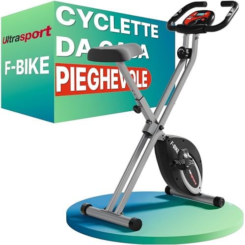 Ultrasport Heimtrainer Fahrrad Klappbar I Hometrainer Fahrrad Klappbar mit Komfort-Sattel I Ergometer Heimtrainer, Fitnessbikes, Indoor Bike, Trimmrad Heimtrainer Klappbar, Schwarz-Silber