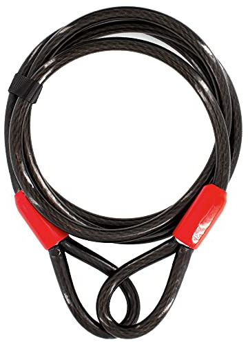 EVEREST FITNESS Universal Stahlseil mit Ösen - 2m x 10mm - Schlaufenkabel - Drahtseil ummantelt - Sicherheitskabel für Fahrradschloss - Fahrradanhänger - Absperrkabel