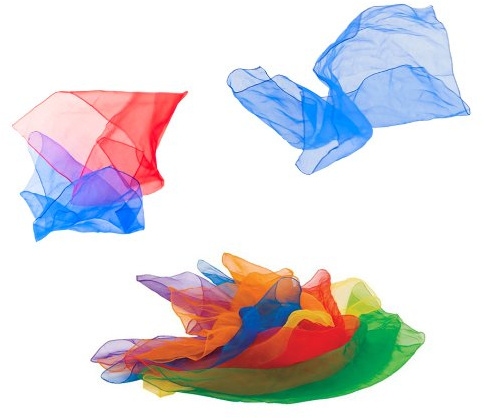 Oblique Unique 6er Set Jongliertücher (65x65 cm) – Bunte Gymnastiktücher für Kinder & Erwachsene – Tanztücher für Kindergarten, Sport & Therapie – 6 Leuchtende Farben
