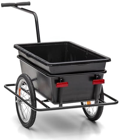 ROLAND Fahrradanhänger Big Boy, Lastenanhänger, Handwagen, mit Hochdeichsel (A), Kupplung, für Transport, Schwarz