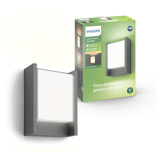 Philips Arbour LED Outdoor Wandleuchte (6 W), wetterfeste Außenleuchte mit warmweißem Licht, energiesparende LED Beleuchtung, anthrazit