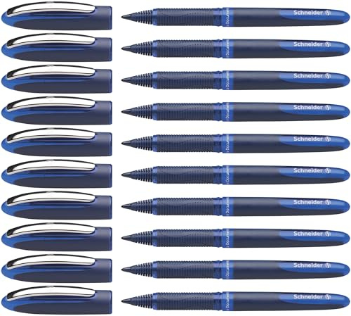 Schneider 183003 One Business Tintenroller (dokumentenecht mit 0,6 mm Strichstärke, Made in Germany) 10er Pack, blau