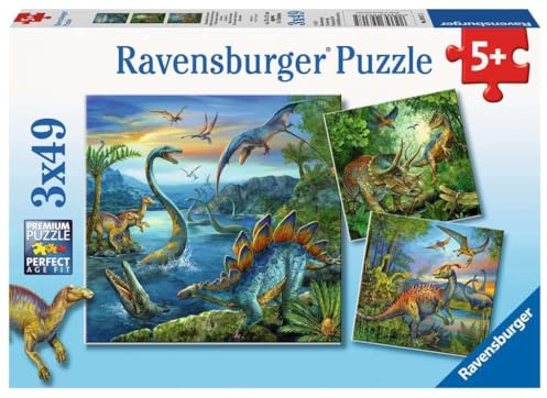 Ravensburger Kinderpuzzle - 09317 Faszination Dinosaurier - Puzzle für Kinder ab 5 Jahren, mit 3x49 Teilen