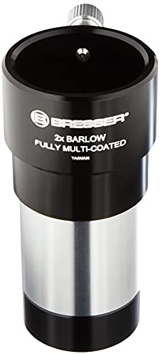 Bresser Teleskop Barlow Linse (2-fach, zur Verdoppelung der Brennweite eines Teleskopes, mit vollvergüteter 4-linsiger Optik, 31,7mm 1.25), schwarz