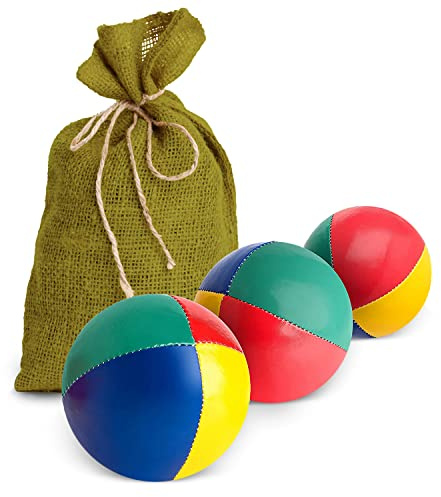Mister M 3er Set Jonglierbälle - Leicht zu greifender Ball mit wasserfester Beschichtung für Kinder - Perfekt für Anfänger und Profis - Jonglieren Lernen mit Online Video Tutorial - 60mmx 100g