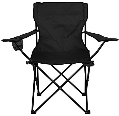 Nexos Trading Angelstuhl Faltstuhl Campingstuhl Klappstuhl mit Armlehne Getränkehalter schwarz 85x85x50 cm bis 120 kg Polyester Stahlgestell